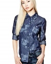 GUESS Women's Jane Floral-Print Denim Shirt