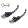Cable Matters 5-Pack, Cat6 Snagless Ethernet Patch Cable in Black 3 Feet