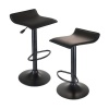 Winsome Wood Set of 2 Obsidian Adjustable Backless Swivel Air Lift Stool, PVC Seat, Black Metal Post and Base