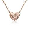 B.Catcher 18k Rose Gold-plated 925 Sterling Silver Cubic Zirconia Simulated Diamond Heart Chain Necklace