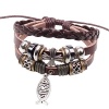 Jesus and Fish Woven Leather Bracelet Alloy Accessories Religious style Adjustable Cuff Charm Bangle