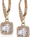 Anne Klein Flawless Gold-Tone and Cubic Zirconia Leverback Drop Earrings