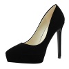 Passionow Women's Elegant Slip-on Pure Color Pointed-Toe Fashion Stiletto Platform Pumps