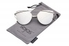 SojoS® SJ1001 Cat Eye Mirrored Flat Lenses Street Fashion Metal Frame Women Sunglasse With Silver Frame/Silver Lens