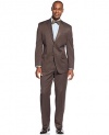 Sean John Suit Brown Textured 2 Button Peaked Lapel New Men's Suit Set