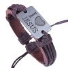 Desklets Boys / Girls Fashionable Vintage Braided Leather Rope Alloy Faience Charm Bracelets