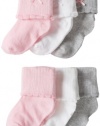 Carter's Baby-Girls Newborn F12 6 Pack Scalloped Dress Booties, Pink/White/Grey, 0-3 Months