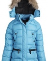 Weatherproof Little Girls Hooded Down Alternative Fleece Lined Winter Parka Coat - Blue (Size 5/6)