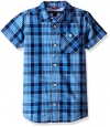 Tommy Hilfiger Little Boys' Rothwell Short Sleeve Woven Shirt, Flag Blue, 5 Regular