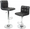 Roundhill Furniture Swivel Black Bonded Leather Adjustable Hydraulic Bar Stool, Set of 2