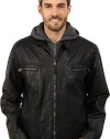 Calvin Klein Men's Faux Leather Hoodie Jacket