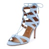 Nancy Jayjii Gladiator Heel Sandals for Women Open Toe Lace-up Zip Genuine Leather Shoes