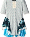 Elisabeth Toddler Girls Dress with Doby Accent and Mixed Media Tiers, Mint, 3T