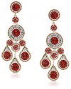 Miguel Ases Large Pyrite and Red Raised Multi-Swarovski Chandelier Drop Earrings