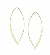 14K Yellow Gold Wishbone Upside Down Hoop Earrings Small Hammered Hoops 1 1/4 Inch