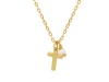 Gold Plated Silver Mini Cross & Pearl Necklace, 15