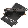 zeroUV - Retro Keyhole Nose Bridge Bold Round Horn Rimmed Sunglasses 48mm (Brown-Tortoise / Smoke)