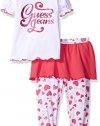 GUESS Girls' Ss Glitter Logo Tee and Skirted Legging Set, Whipped Cream, 3/6M
