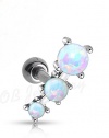 Polished Triple Opal Ball Freedom Fashion 316L Surgical Steel Cartilage/Tragus Barbell