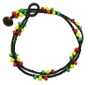 BDJ Handmade 2 Row Colorful Glass Bead Black Cord Anklet Bracelet 10 Inches (AkSP04)