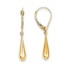 14k Gold Tear Drop Dangle Earrings (1.3 in x 0.2 in)