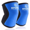 Knee Sleeves (XXL) Blue by Sports Fitness Labs - 7 mm Knee Support Wraps Best for WODs, Weightlifting, Powerlifting, Bodybuilding, Squats, Plyometics, Fitness - Men & Women - Pair of Knee Sleeves