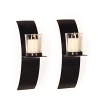 Adeco Iron and Glass Vertical Wall Hanging Minimalist Modern Style 1 Pillar Candle Holder Sconce (Set of 2)
