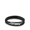 John Hardy Bamboo Collection Silver and Black Leather Wrap Bracelet