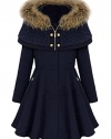 xiaokong Women's Slim Thicken Wool Blend Casual Trench Coat Overcoat