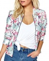 IF FEEL Womens Casual Floral Print Long Sleeve Bomber Jacket