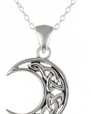 Unwritten S. Silver Celtic knot Crescent Moon Pendant Necklace with rolo chain, 18