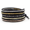 Chan Luu Multi Nugget Sectioned 5-Wrap Black Leather Bracelet