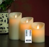 Remote Included 3 Pieces Set Moving Flame Wick Candle with Timer, Real Wax Pillar Candle in 3 Sizes, NOT Luminara but same flame effect