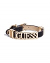 GUESS Women's Black and Gold-Tone Logo Friendship Bracelet