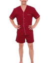 Del Rossa Men's Cotton Pajamas, Short V-Neck Woven Pj Set