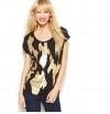 INC International Concepts Cap-Sleeve Gold-Sequined Top