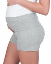 Maternity Cotton Shorts - Stretchy Fold over belly panel