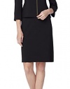 Tahari by Arthur S. Levine Womens Stand Collar Pebble Crepe Skirt Suit, Black