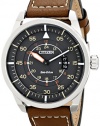 Citizen Eco-Drive Men's AW1361-10H Sport Stainless Steel Watch with Brown Leather Band