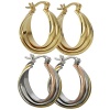 Pair Women's Hoop Earrings Stainless Steel Big Tri-circle Polishi Finish by Aienid