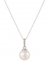 14k White Gold Akoya Cultured Pearl Pendant Necklace (7.5-8mm)