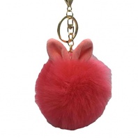 HANYI Artificial Rabbit Fur Ball Keychains For Women Bag Plush Car Key Ring Car Key Pendant