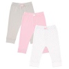 Luvable Friends Baby 3 Pack Tapered Ankle Pant, Pink/Gray, 0-3 Months