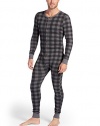 Jockey Men's Sleepwear Waffle Union Suit, grey check, L