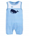 First Impressions Infant Baby Boys Blue White Striped Whale Romper Jumpsuit 6-9m