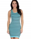 Simplicity Women Striped Summer Mini Tank Dress, Aqua