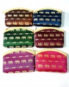 SET OF 6 BAG ELEPHANT MULTI-COLOR THAI HANDMADE PURSE SMALL WALLET ACCESSORIES VINTAGE SOUVENIR