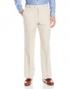 Perry Ellis Men's Portfolio Classic Fit Flat Front Washable Linen Pant, Natural Linen, 38x29