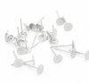 100 Silver-plated Brass 6mm Flat Pad Surgical Steel Post Earring Finding Package of 50 Pair