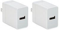 AmazonBasics One-Port USB Wall Charger (2.4 Amp) Compatible With iPhone and Samsung Phones - White (2-Pack)